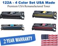 122A Series 4-Color Set Premium USA Made Remanufactured HP toner Q3960A, Q3961A, Q3962A, Q3963A