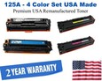 125A Series 4-Color Set Premium USA Made Remanufactured HP toner CB540A,CB541A,CB542A,CB543A