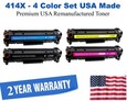 414X Series High Yield 4 Color Set USA Made Remanufactured HP toner W2020X,414X,W2021X,W2022X,W2023X