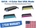 641A Series 4-Color Set Premium USA Made Remanufactured HP toner C9720A,C9721A,C9722A,C9723A