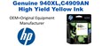 940XL,C4909AN Genuine High Yield Yellow HP Ink