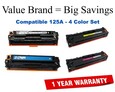 125A 4-Color Set Compatible Value Brand toner CB540A,CB541A,CB542A,CB543A