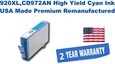 920XL,CD972AN High Yield Cyan Premium USA Made Remanufactured ink