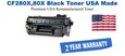 CF280X,80X High Yield Black Premium USA Remanufactured Brand Toner