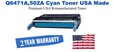 Q6471A,502A Cyan Premium USA Remanufactured Brand Toner
