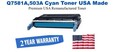 Q7581A,503A Cyan Premium USA Remanufactured Brand Toner